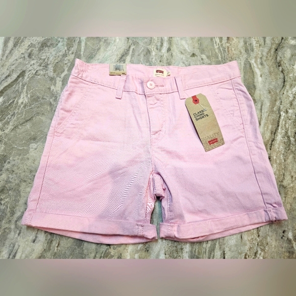 Levi’s Classic Chino Shorts Pink W27 Size 4 NWT Mid Rise Easy Fit - Picture 1 of 9